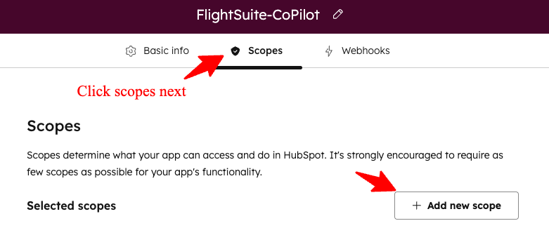 Step 6: Click Scopes tab